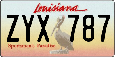 LA license plate ZYX787