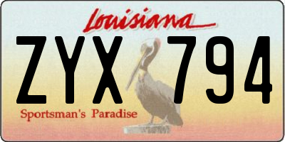 LA license plate ZYX794