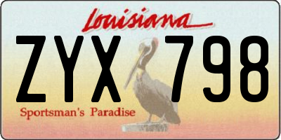 LA license plate ZYX798