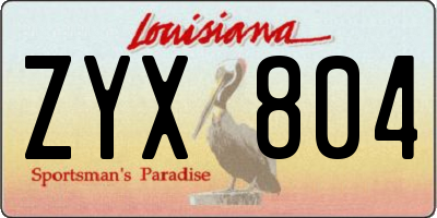 LA license plate ZYX804