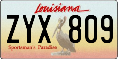 LA license plate ZYX809