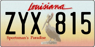 LA license plate ZYX815