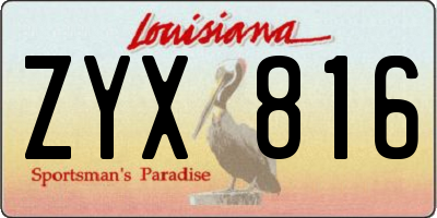 LA license plate ZYX816