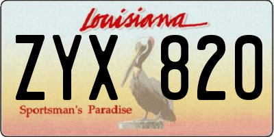 LA license plate ZYX820