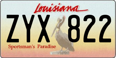 LA license plate ZYX822