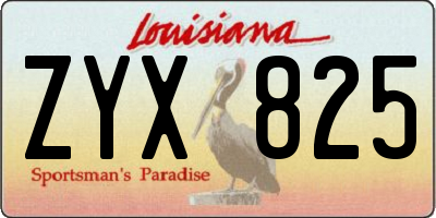 LA license plate ZYX825