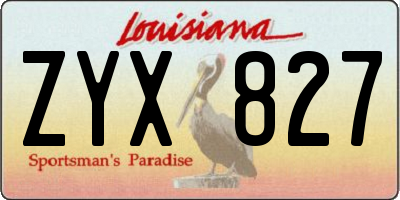 LA license plate ZYX827
