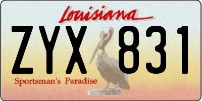 LA license plate ZYX831