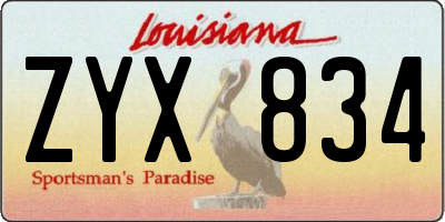 LA license plate ZYX834