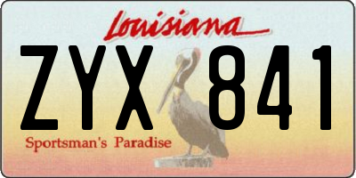 LA license plate ZYX841