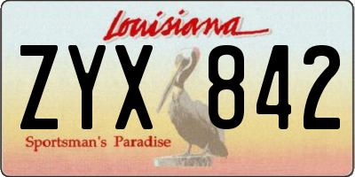 LA license plate ZYX842