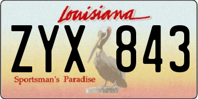 LA license plate ZYX843