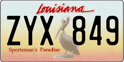 LA license plate ZYX849