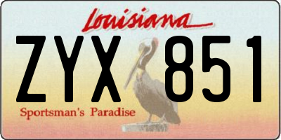 LA license plate ZYX851