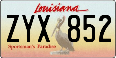 LA license plate ZYX852