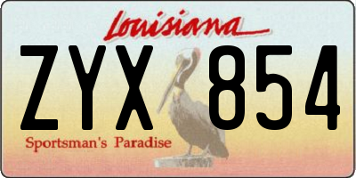 LA license plate ZYX854