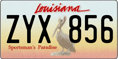 LA license plate ZYX856