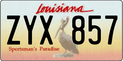 LA license plate ZYX857