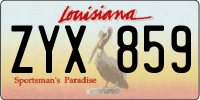 LA license plate ZYX859