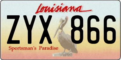 LA license plate ZYX866