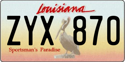 LA license plate ZYX870