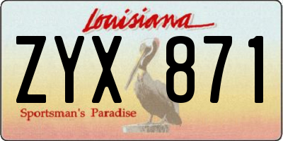LA license plate ZYX871