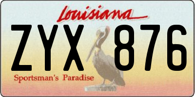 LA license plate ZYX876