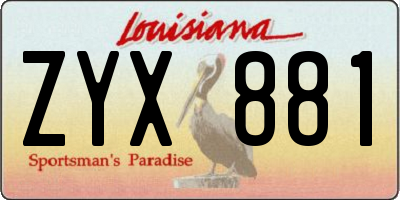 LA license plate ZYX881