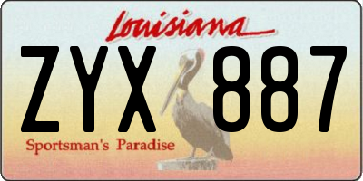 LA license plate ZYX887