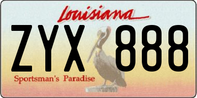 LA license plate ZYX888