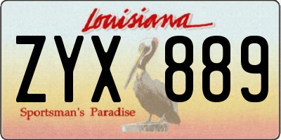 LA license plate ZYX889