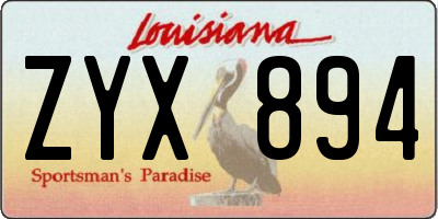 LA license plate ZYX894