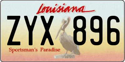 LA license plate ZYX896