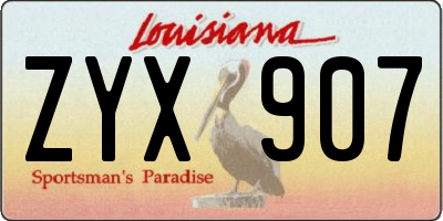 LA license plate ZYX907