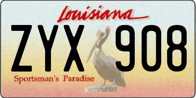 LA license plate ZYX908