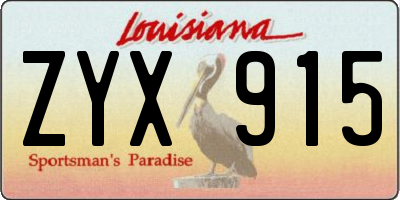 LA license plate ZYX915