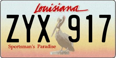 LA license plate ZYX917