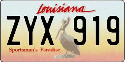 LA license plate ZYX919