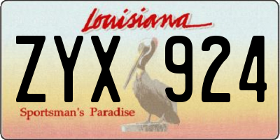 LA license plate ZYX924