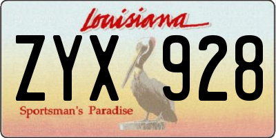 LA license plate ZYX928