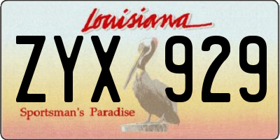 LA license plate ZYX929