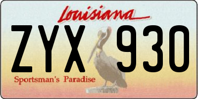 LA license plate ZYX930
