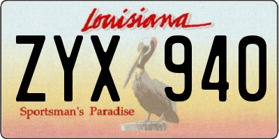 LA license plate ZYX940