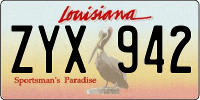 LA license plate ZYX942