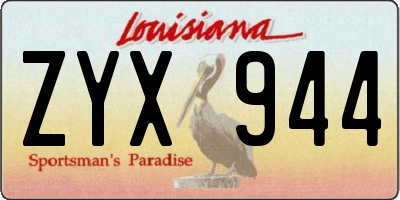 LA license plate ZYX944
