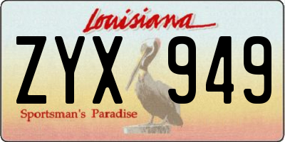 LA license plate ZYX949