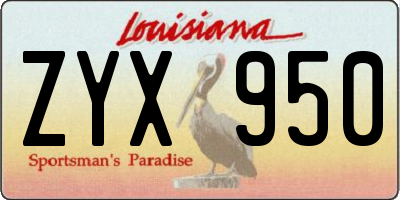 LA license plate ZYX950