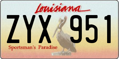 LA license plate ZYX951