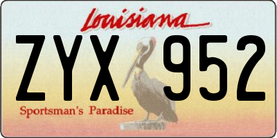 LA license plate ZYX952