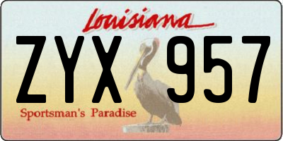 LA license plate ZYX957